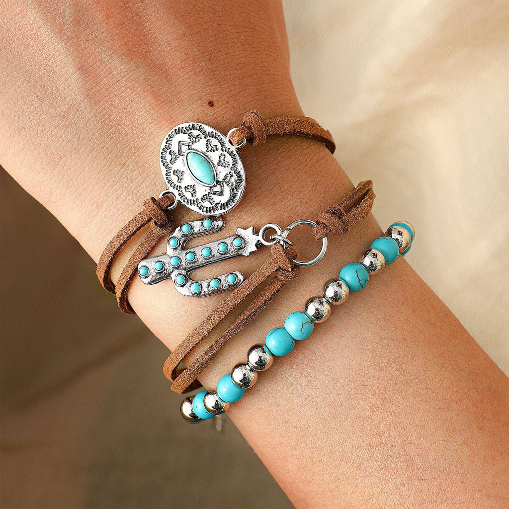 Vintage West Bohemian Türkis Armband-Set