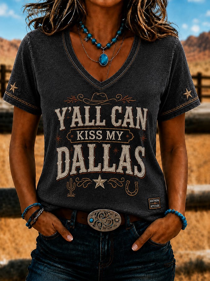 Women's Vintage-Style Western Print Top