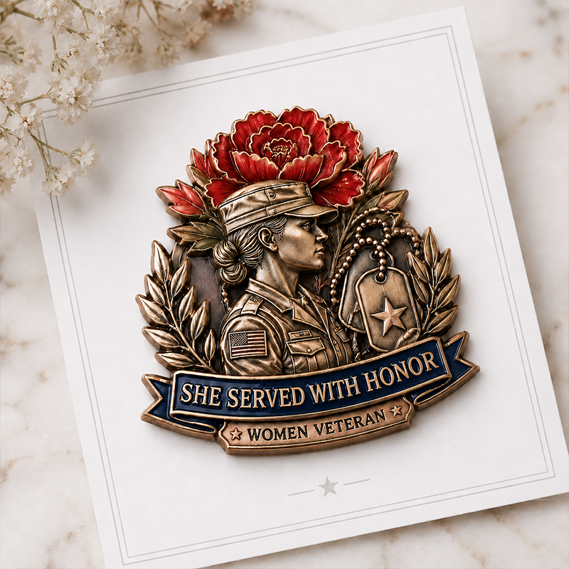 U.S. Female Veteran Carnation Flower Pin