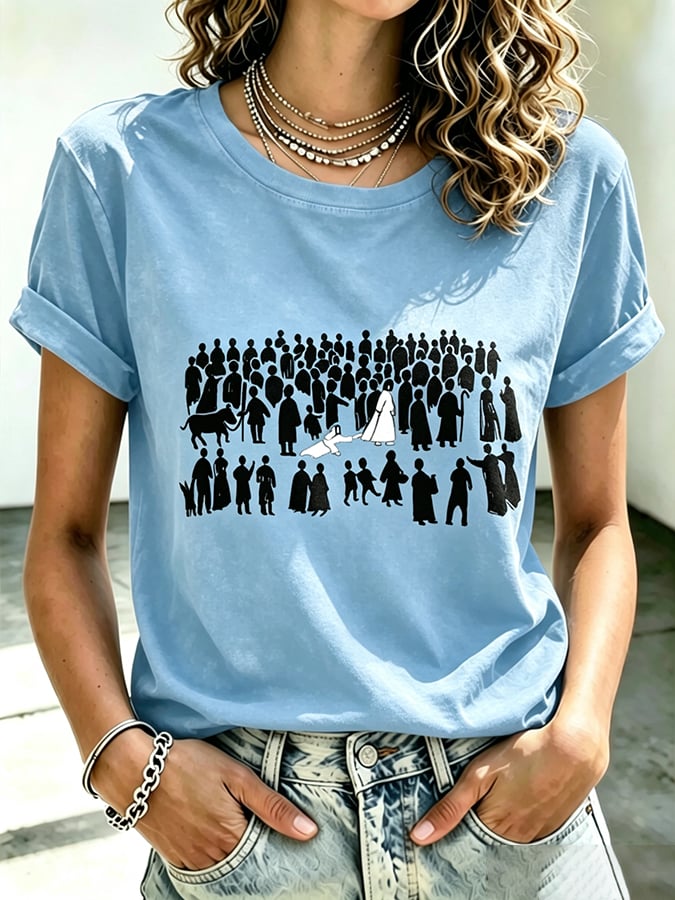 Women's  Faith Cross  Take Heart My Daughter Your Faith Has Made You Well Print Top