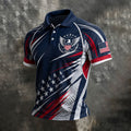 Polo Homme Manches Courtes Sport Emblème Aigle Patriotique Américain