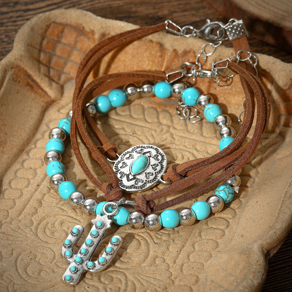 Vintage West Bohemian Türkis Armband-Set