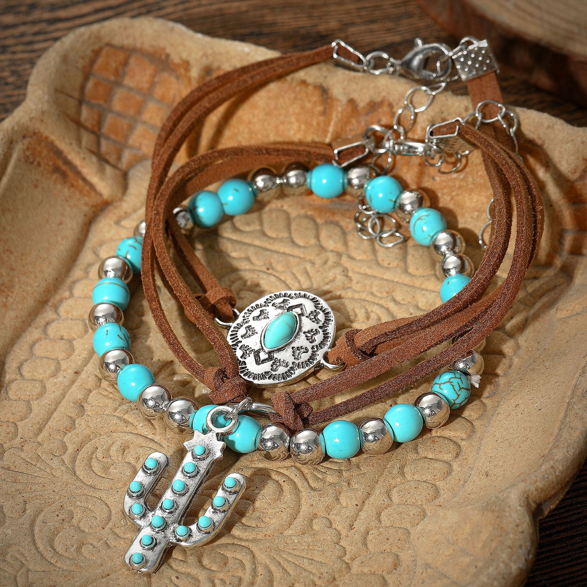 Vintage West Bohemian Türkis Armband-Set