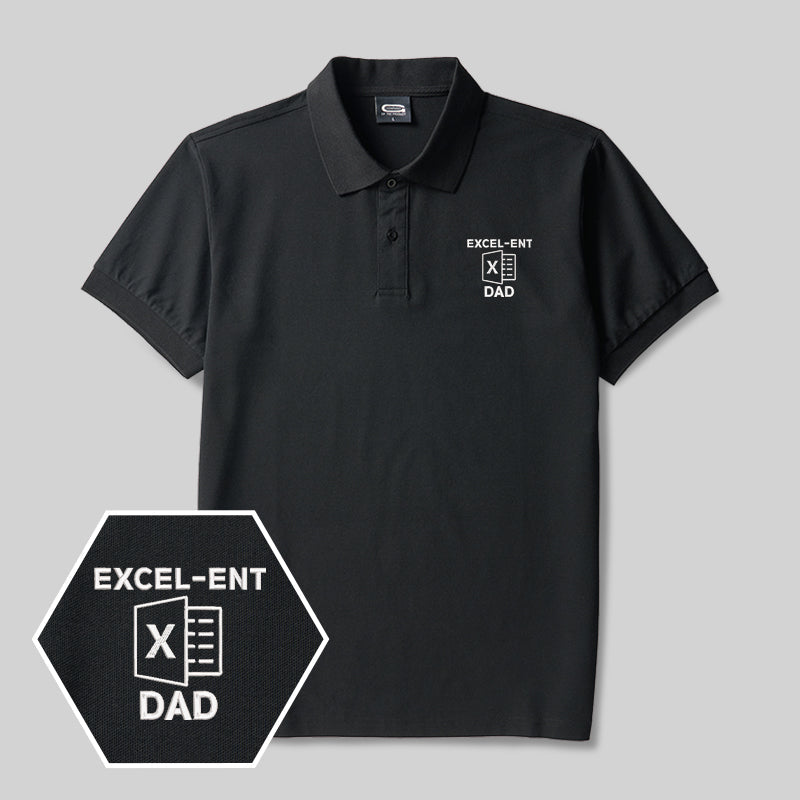 Excel-ent Dad Geek Embroidered Polo Shirt