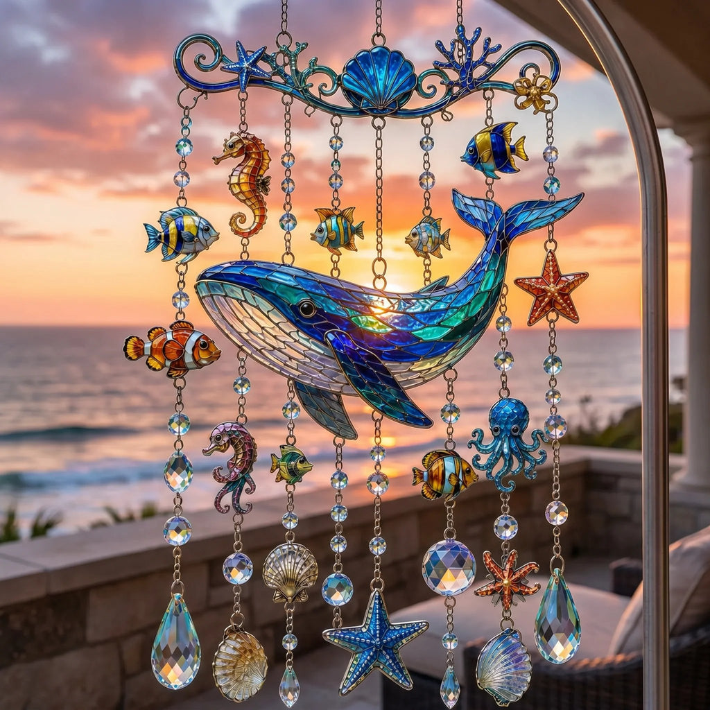 🔥🐋🐢🐬Windspiel mit Ozeanmotiv â€?🌊Verleihen Sie Ihrem Garten den Glanz des Ozeans