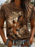 Damen Western-Glauben bedrucktes Rundhals-T-Shirt