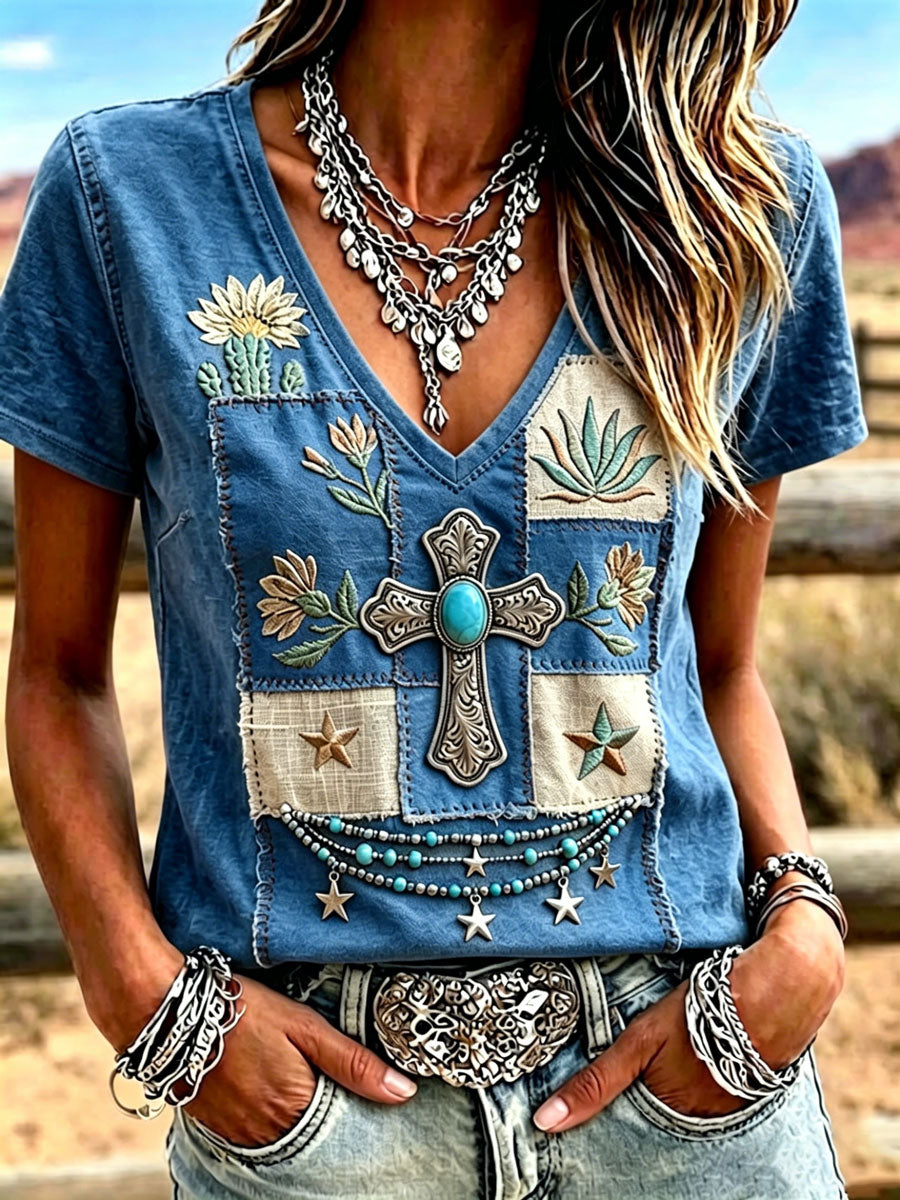 Women'S Casual Retro Western-Style Faith T-Shirt