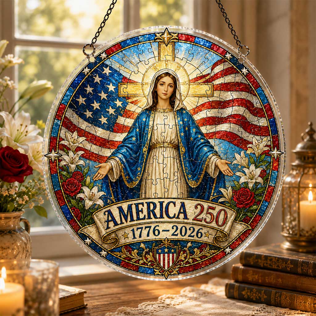 America 250 Virgin Mary Acrylic Puzzle Hanging Ornament