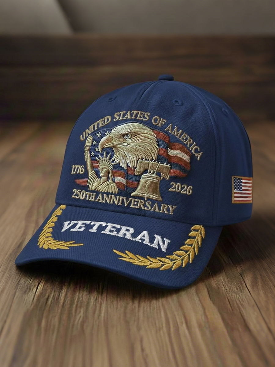 Casquette patriotique brodée aigle chauve vétéran 250e anniversaire des États-Unis