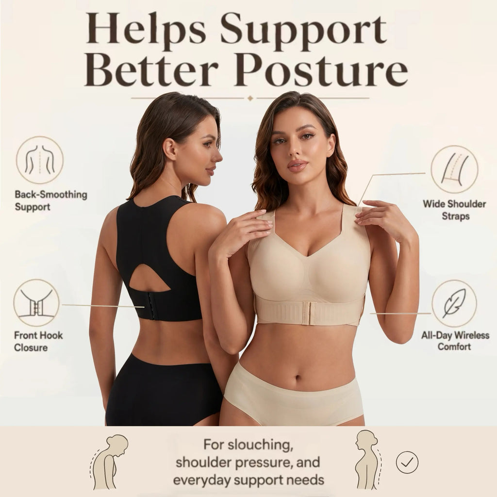 Seamless Shaping Posture Bra | Wireless Push Up & Back Support