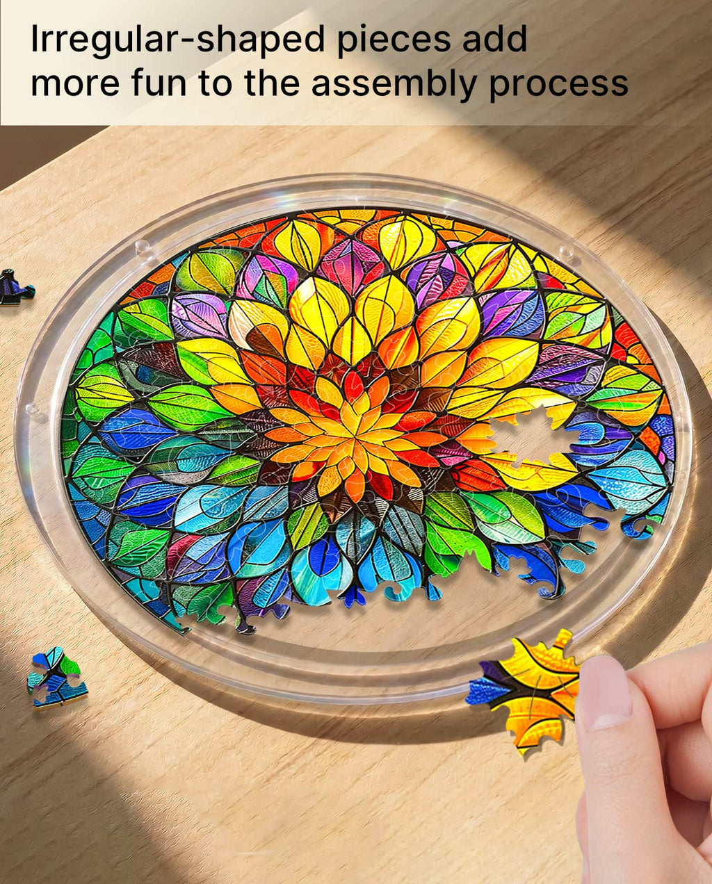 Acrylic Jigsaw Puzzle Suncatcher - Spectrum Bloom Mandala