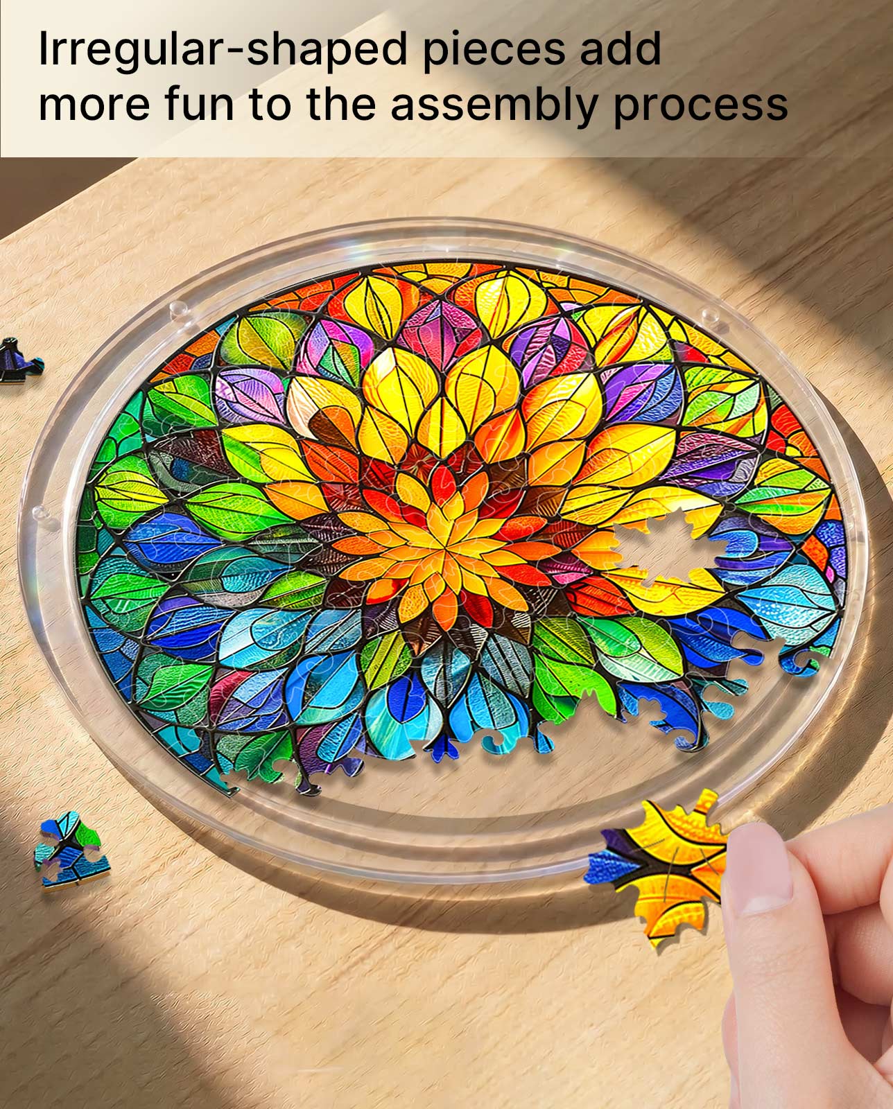Acrylic Jigsaw Puzzle Suncatcher - Spectrum Bloom Mandala