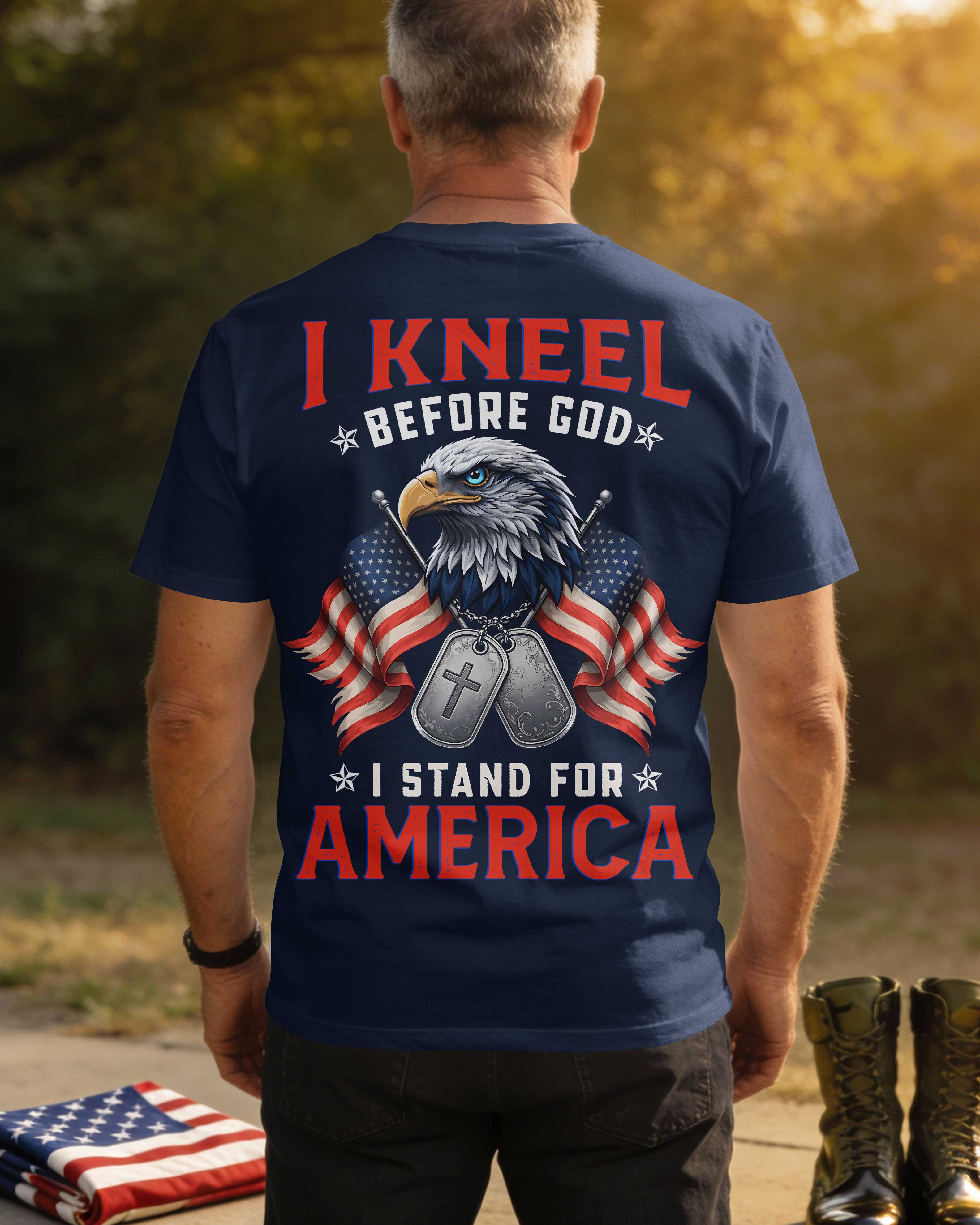 I Kneel Before God I Stand For America T-Shirt