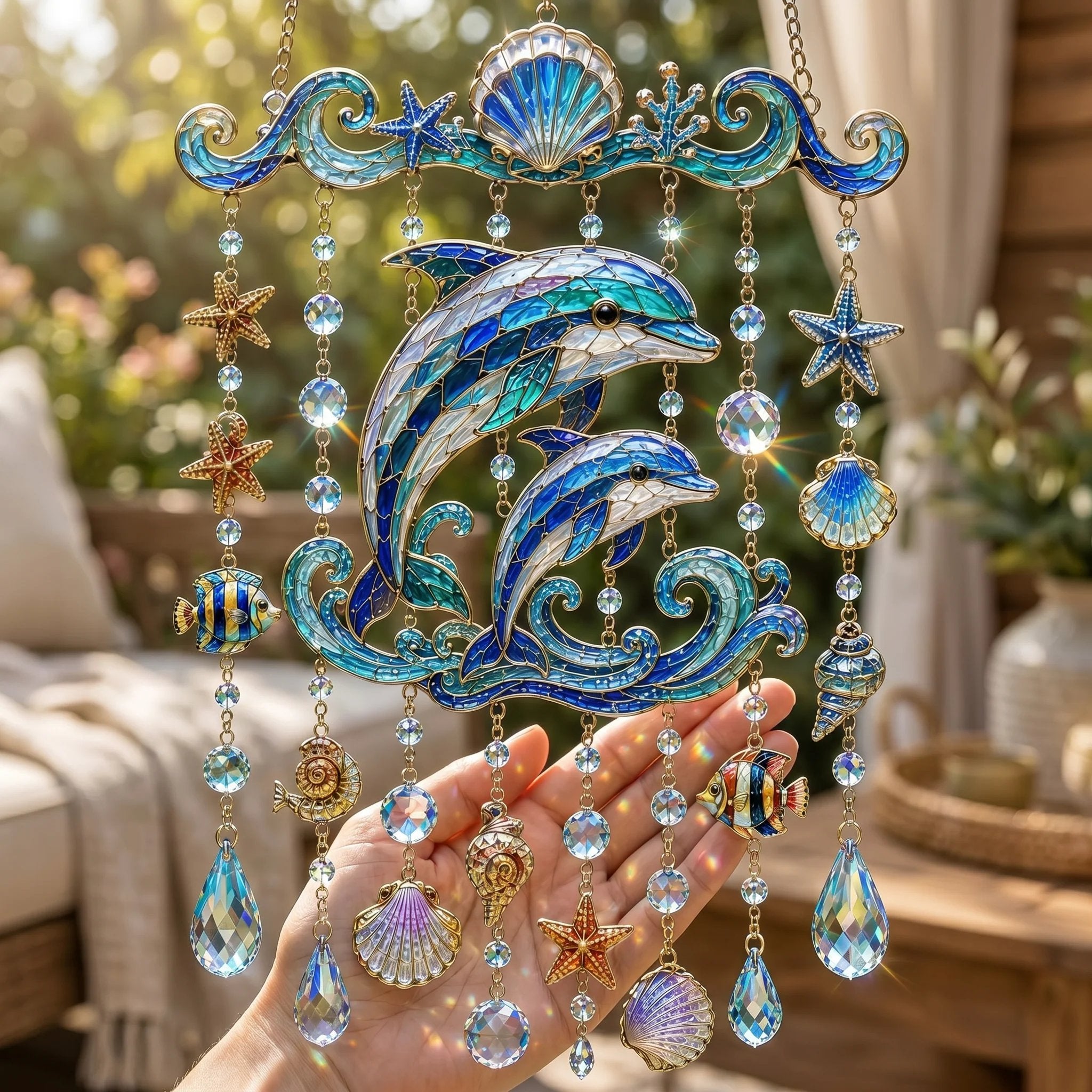 🔥🐋🐢🐬Windspiel mit Ozeanmotiv â€?🌊Verleihen Sie Ihrem Garten den Glanz des Ozeans