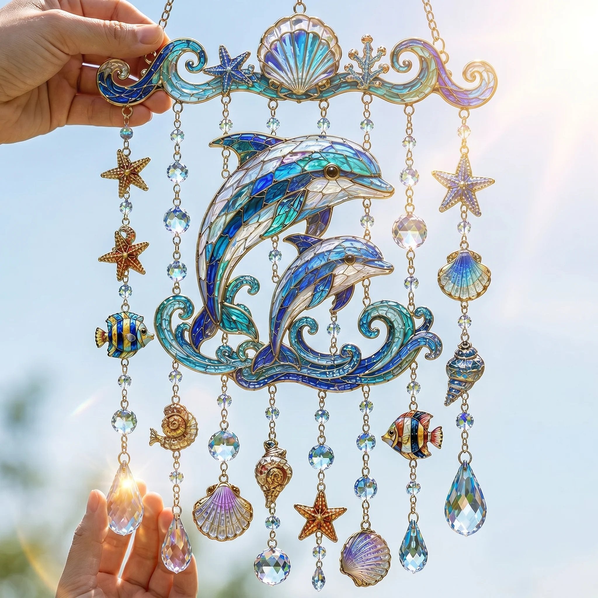 🔥🐋🐢🐬Windspiel mit Ozeanmotiv â€?🌊Verleihen Sie Ihrem Garten den Glanz des Ozeans