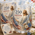 America 250 Faith Theme Commemorative Glass Cup Gift Set