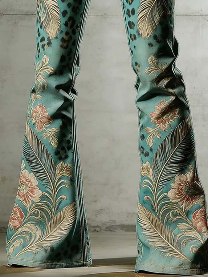 Damen Freizeithose mit Retro-Print