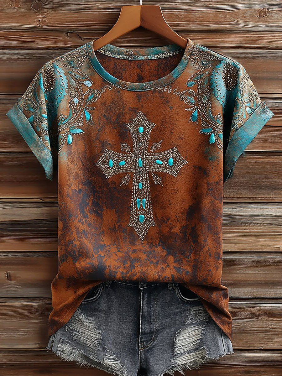 Damen Freizeit Retro Western-Stil Faith T-Shirt  