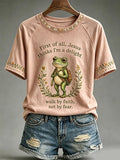 Women'S Casual Short-Sleeve T-Shirt With Faith & Mental Health Print