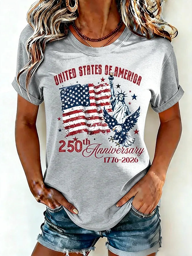 T-shirt Patriotique Vintage Aigle Statue de la Liberté 250ème Anniversaire USA