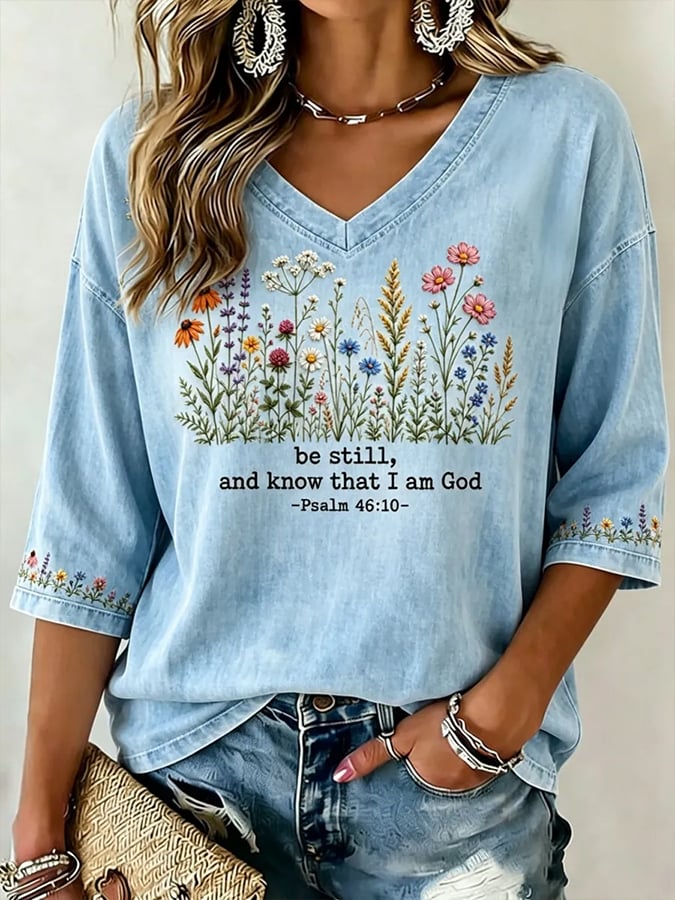 Women's  Retro Faith Jesus Is King  Print T-shirt