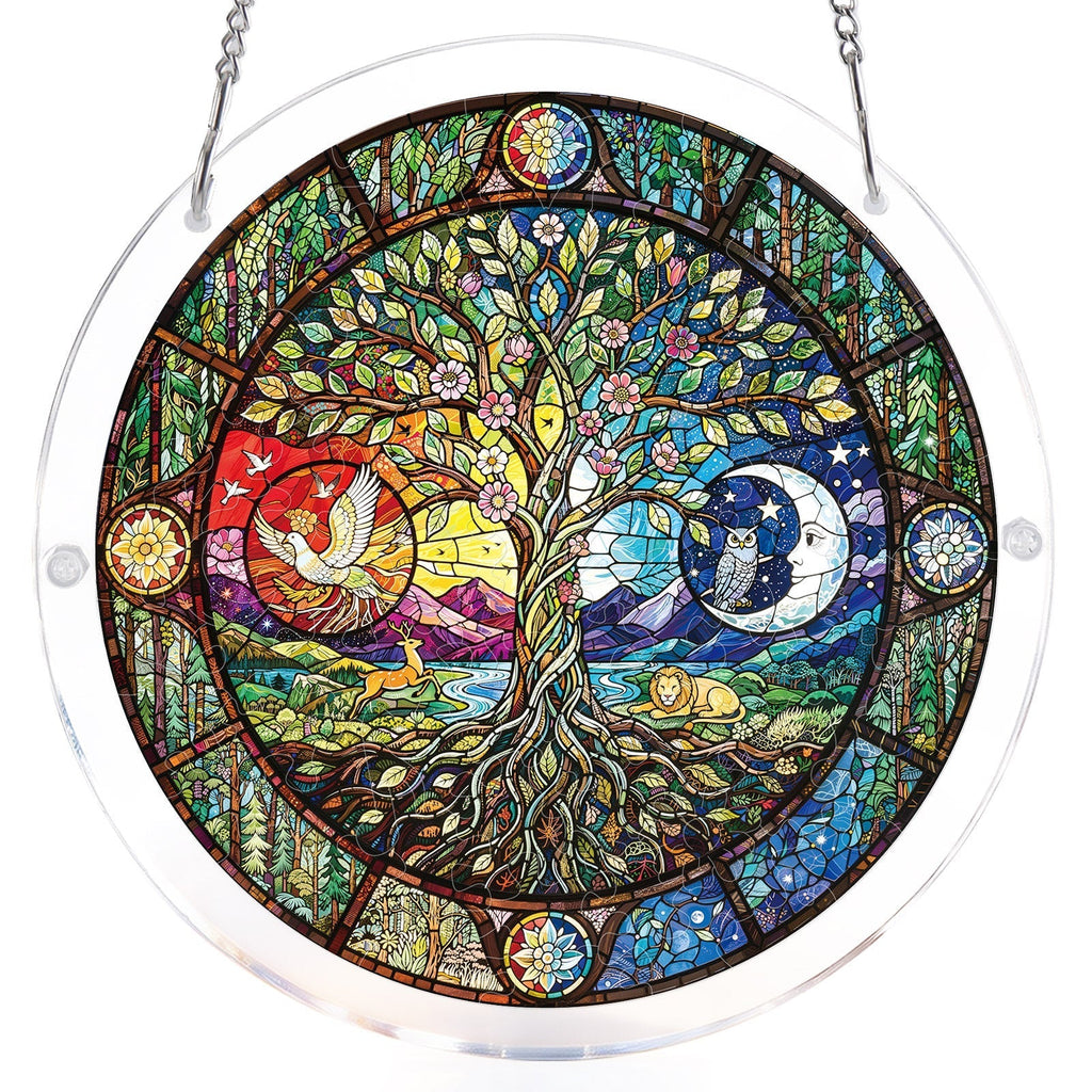 Tree of Day and Night Light Suncatcher-Acrylic Window Art