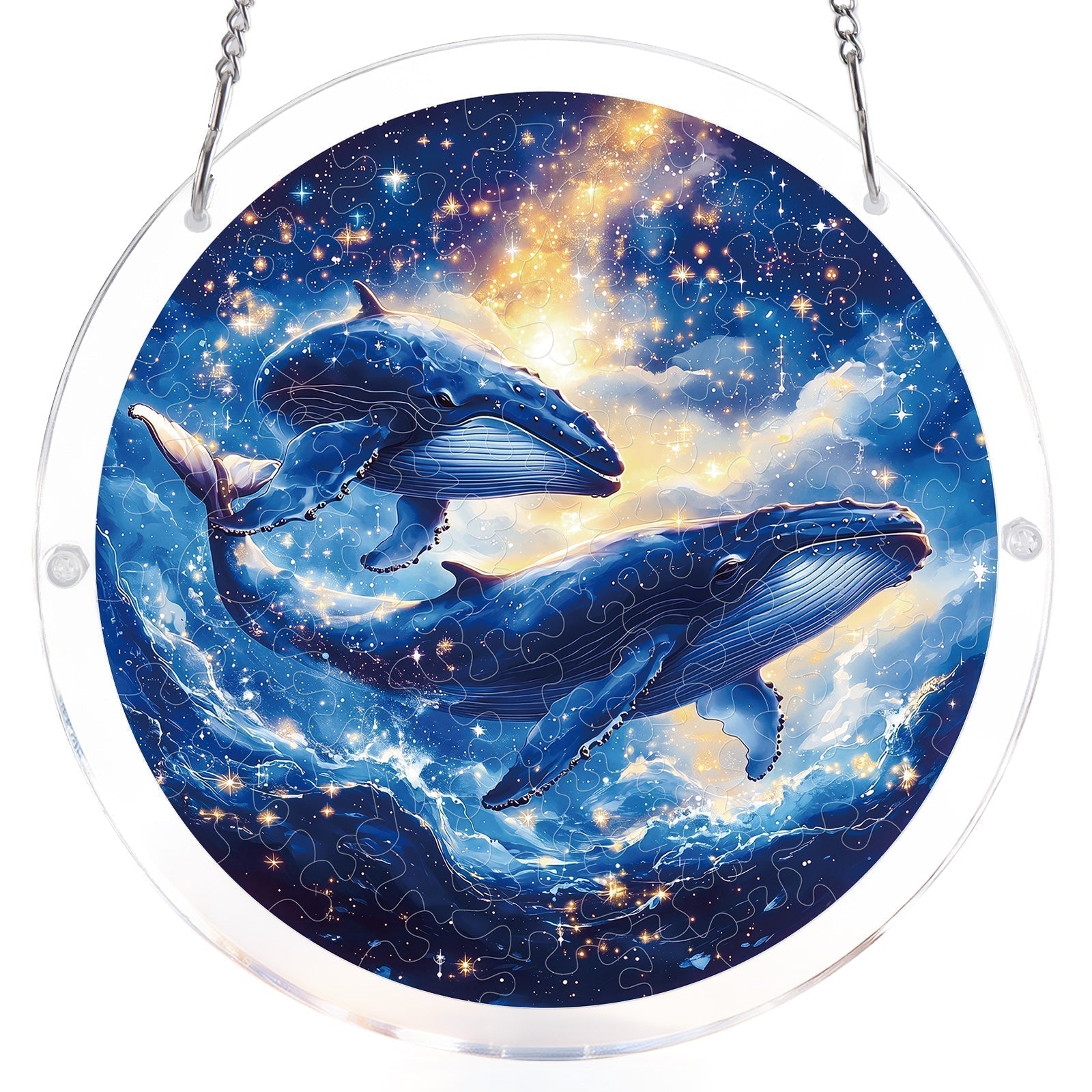 Twin Whales of the Cosmos Light Suncatcher-Acrylic Window Art
