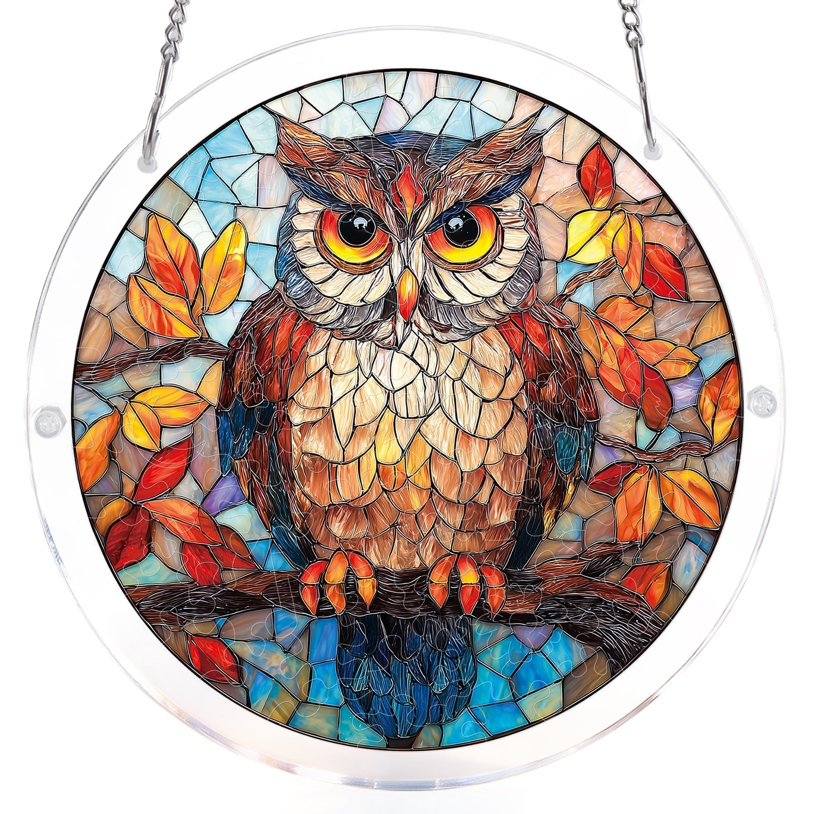 Herbst Eule Licht-Suncatcher-Acrylfensterkunst
