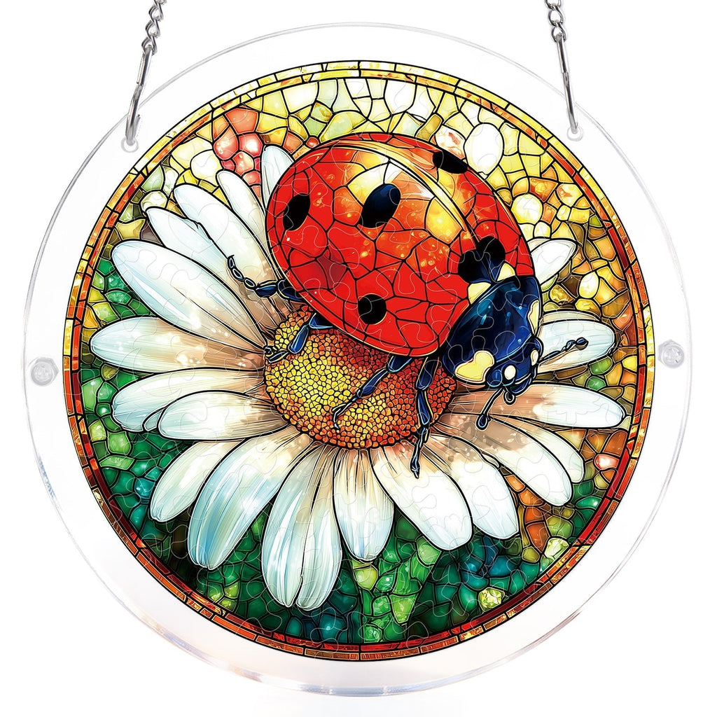 Ladybug on Daisy Light Suncatcher-Acrylic Window Art