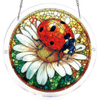 Ladybug on Daisy Light Suncatcher-Acrylic Window Art