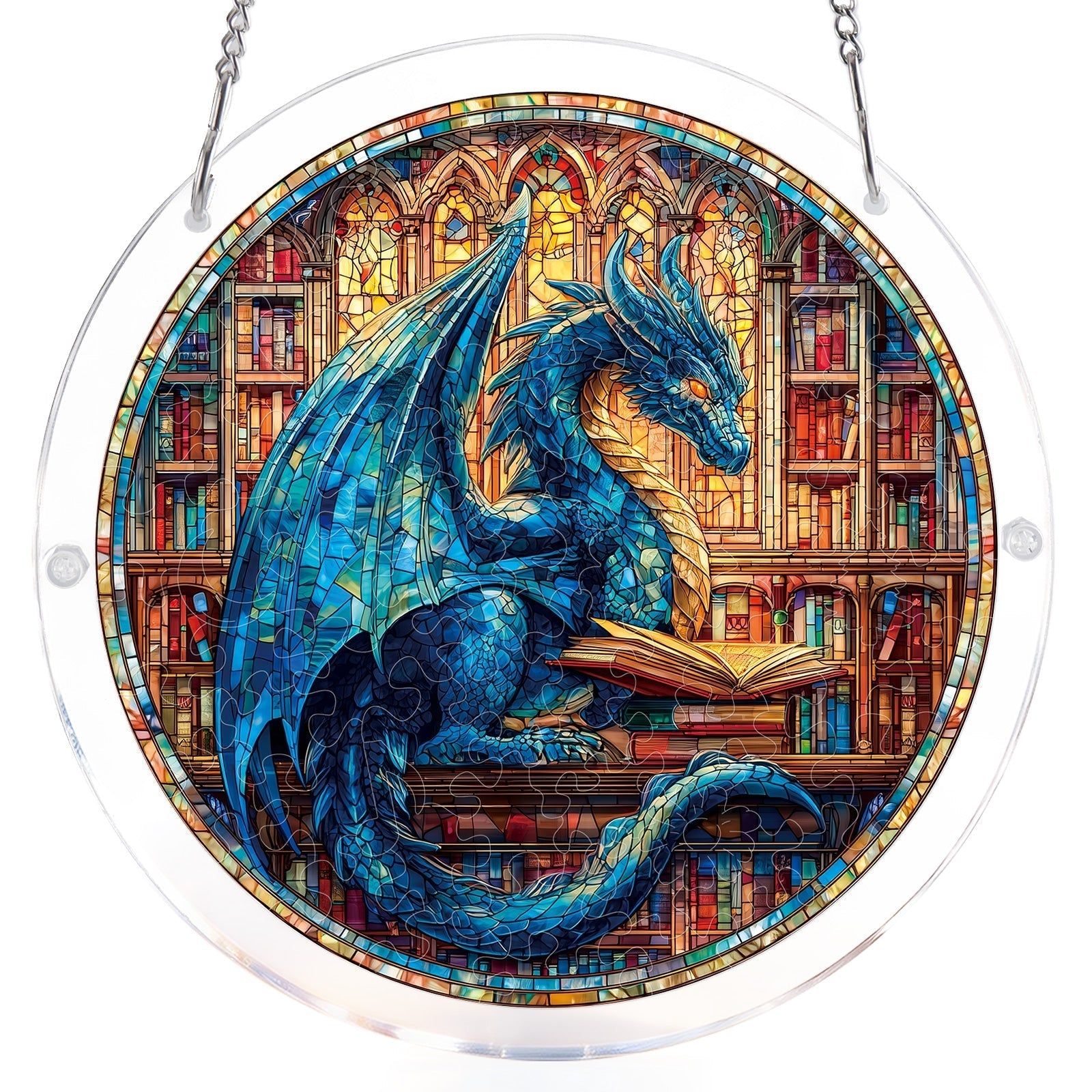 The Blue Dragon Library Light Suncatcher-Acrylic Window Art