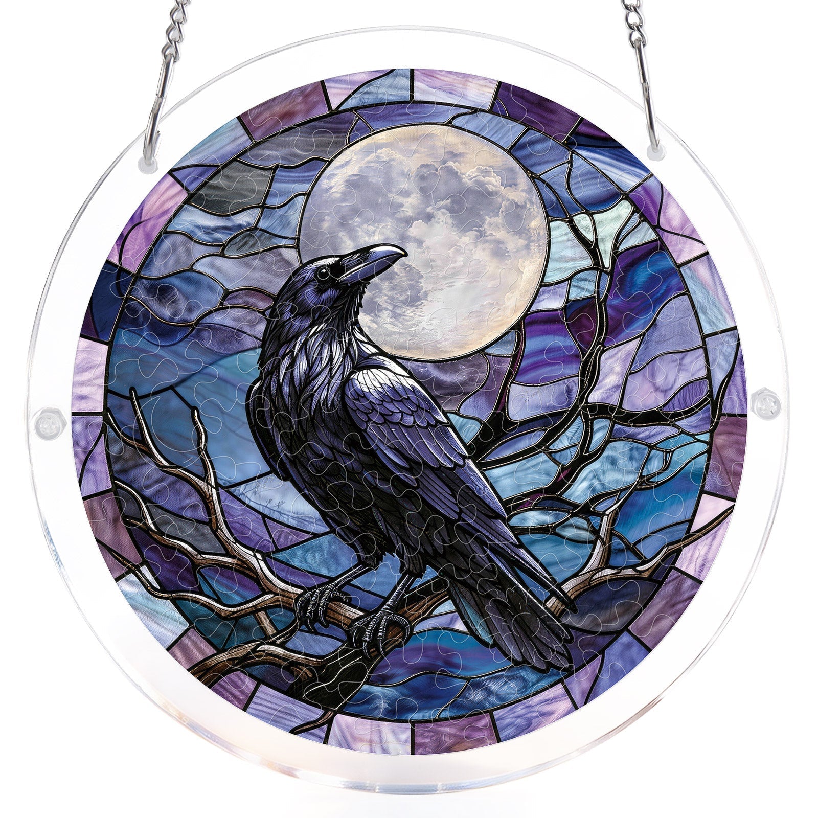 Moonlit Raven Light Suncatcher-Acrylic Window Art