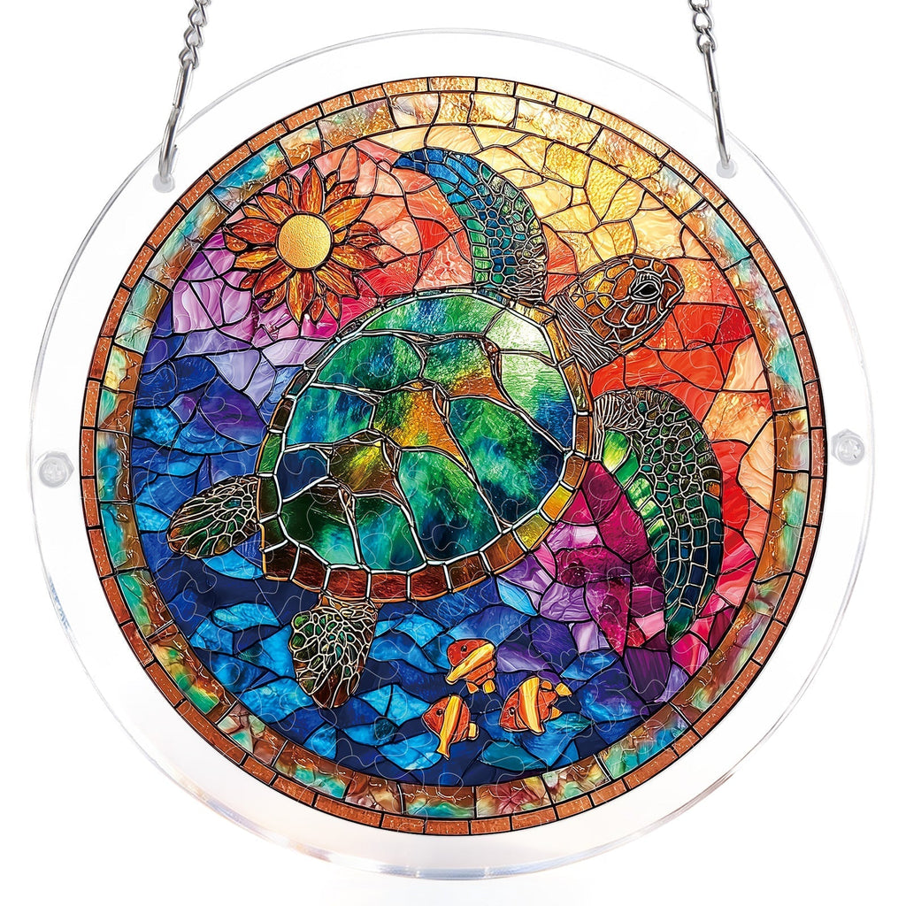 Buntglas Meeresschildkröte Lichtfänger-Acryl Fensterkunst