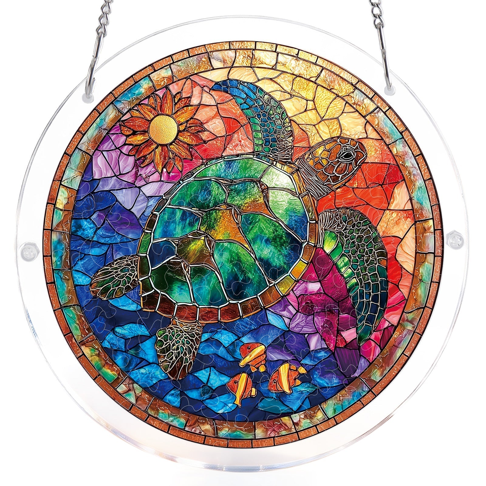 Buntglas Meeresschildkröte Lichtfänger-Acryl Fensterkunst
