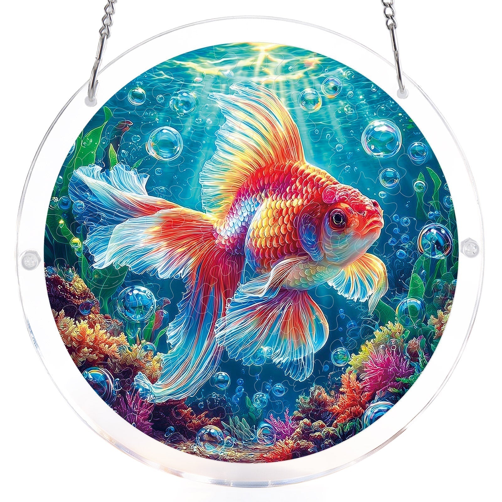 Starflame Goldfisch-Lichtfänger – Acryl-Fensterkunst