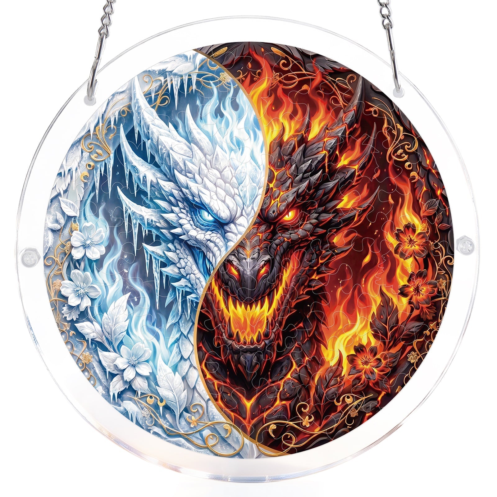 Twin Dragon Realm Light Suncatcher-Acrylic Window Art