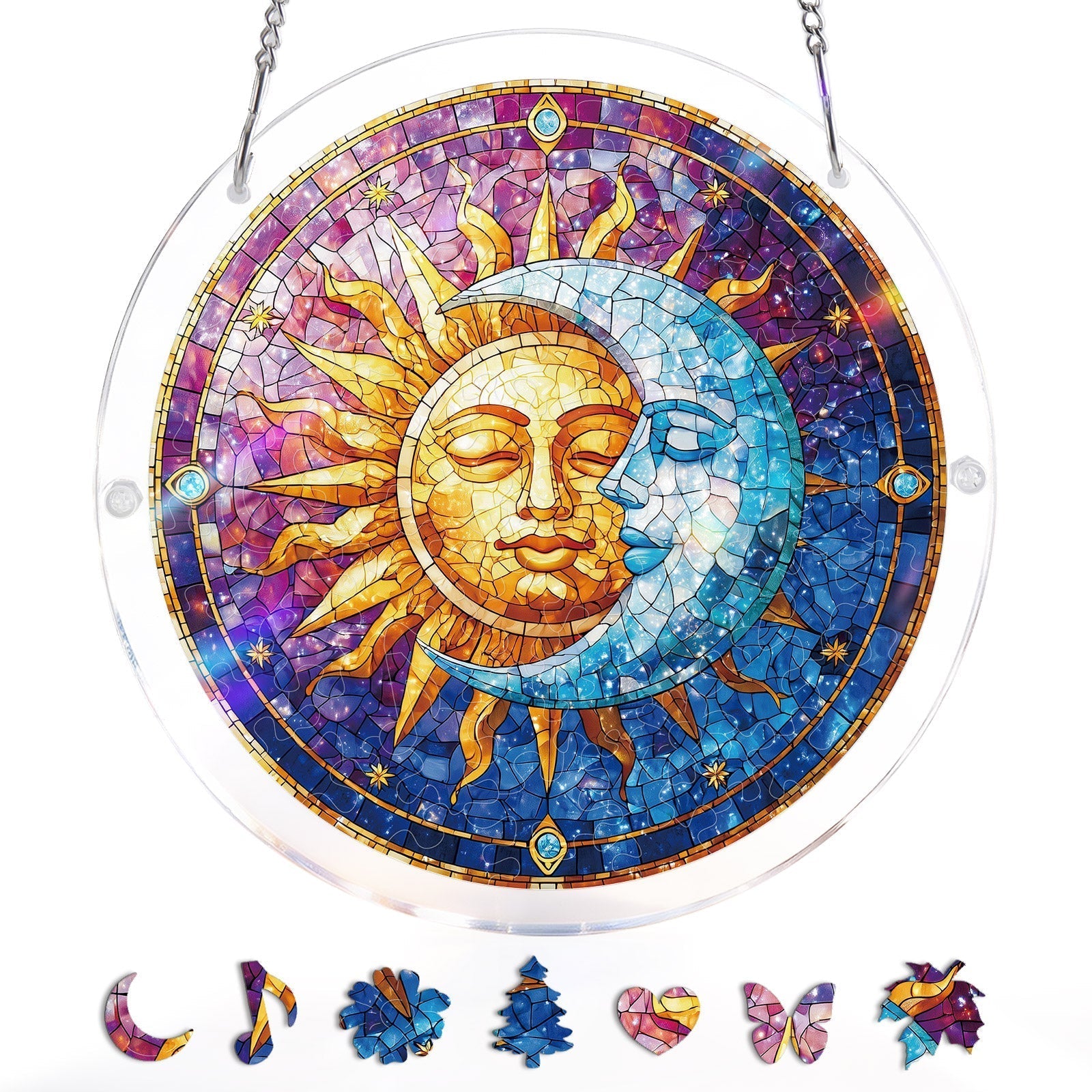 Sonne und Mond im Einklang Lichter-Sonnenfänger-Acrylfensterkunst