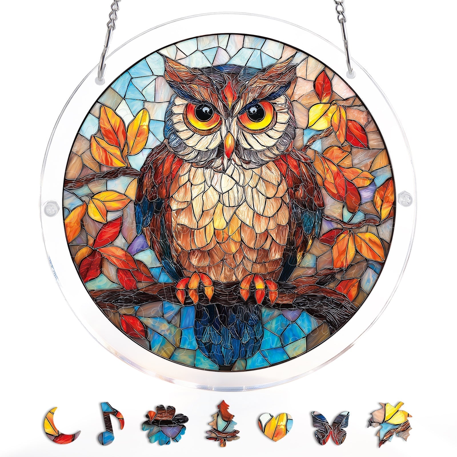 Autumn Owl Light Suncatcher-Acrylic Window Art