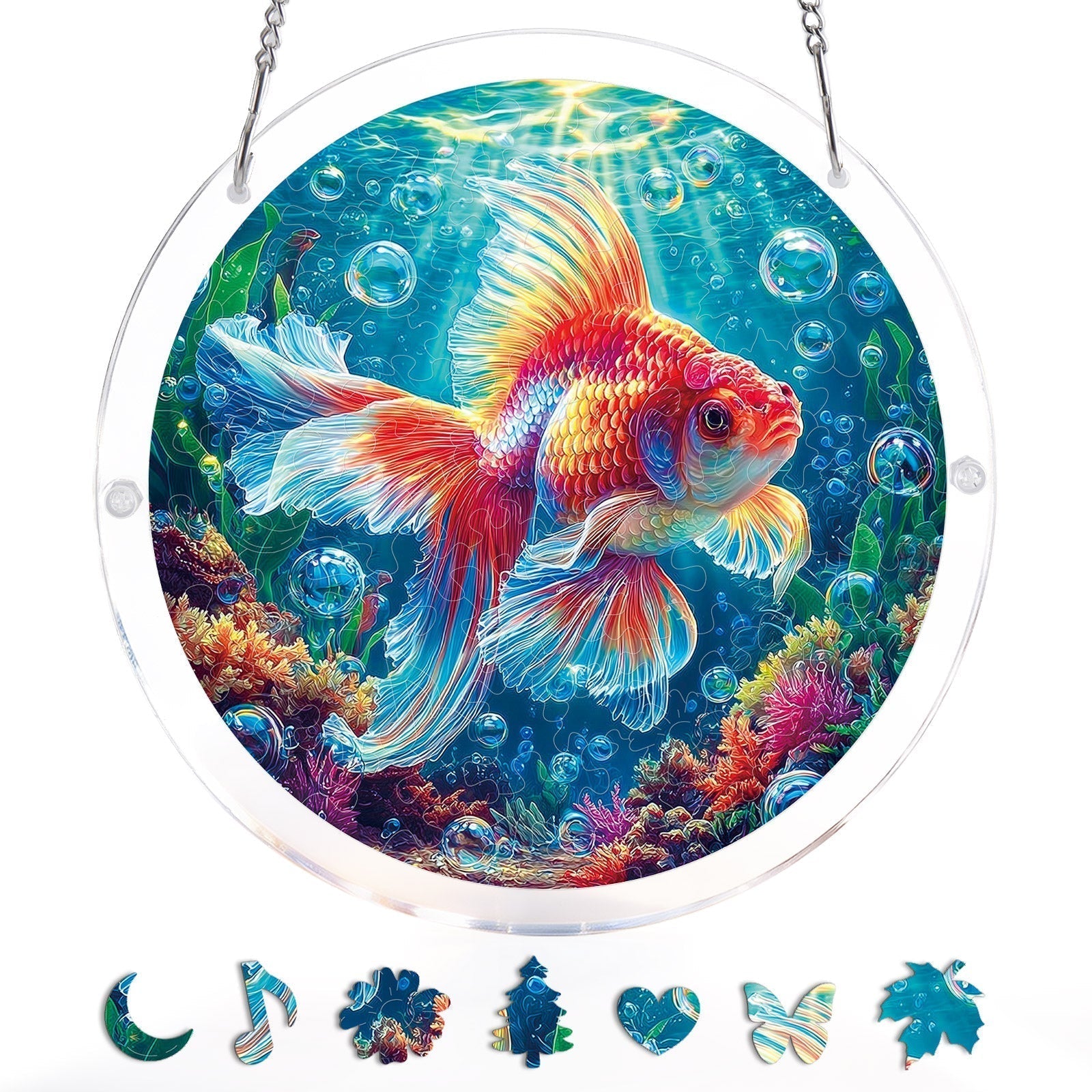 Starflame Goldfisch-Lichtfänger – Acryl-Fensterkunst