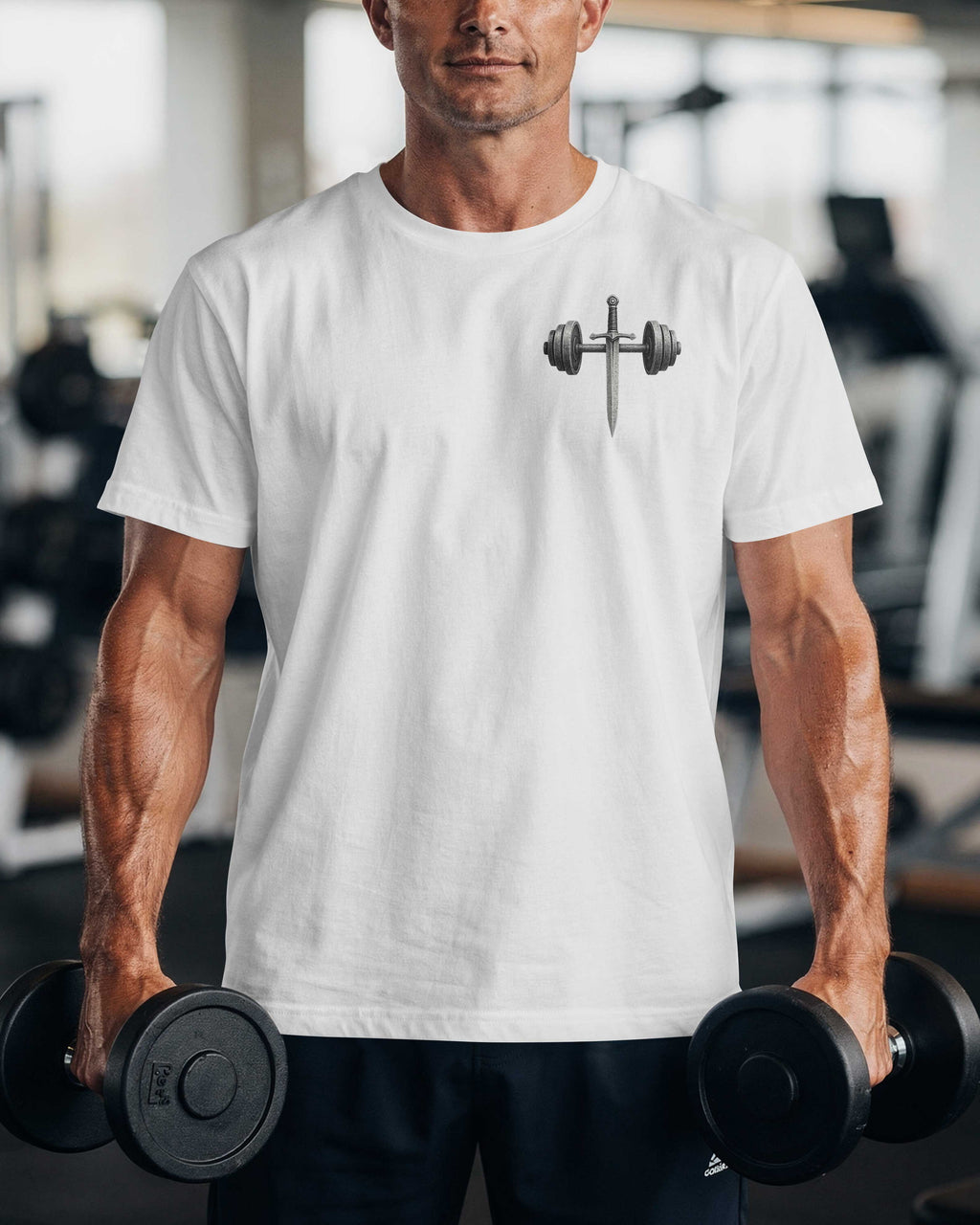 Barbell Cross Design T-Shirt