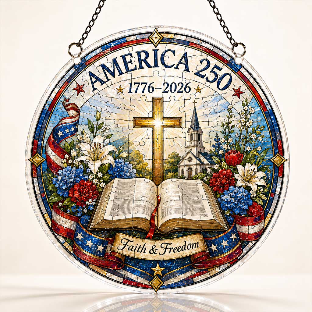 Amerika 250. Jubiläum Acryl-Puzzle-Hängeornament | 1776–2026 Patriotische Fenster-Suncatcher-Dekoration