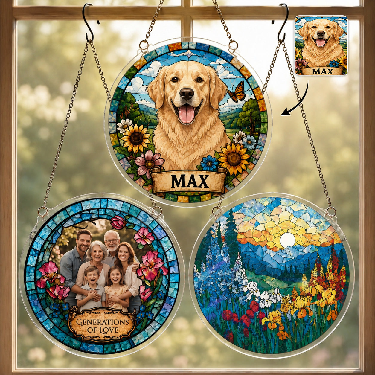 Personalisiertes Puzzle-Sonnenfänger für Haustiere, Familie, Paare & Gedenken