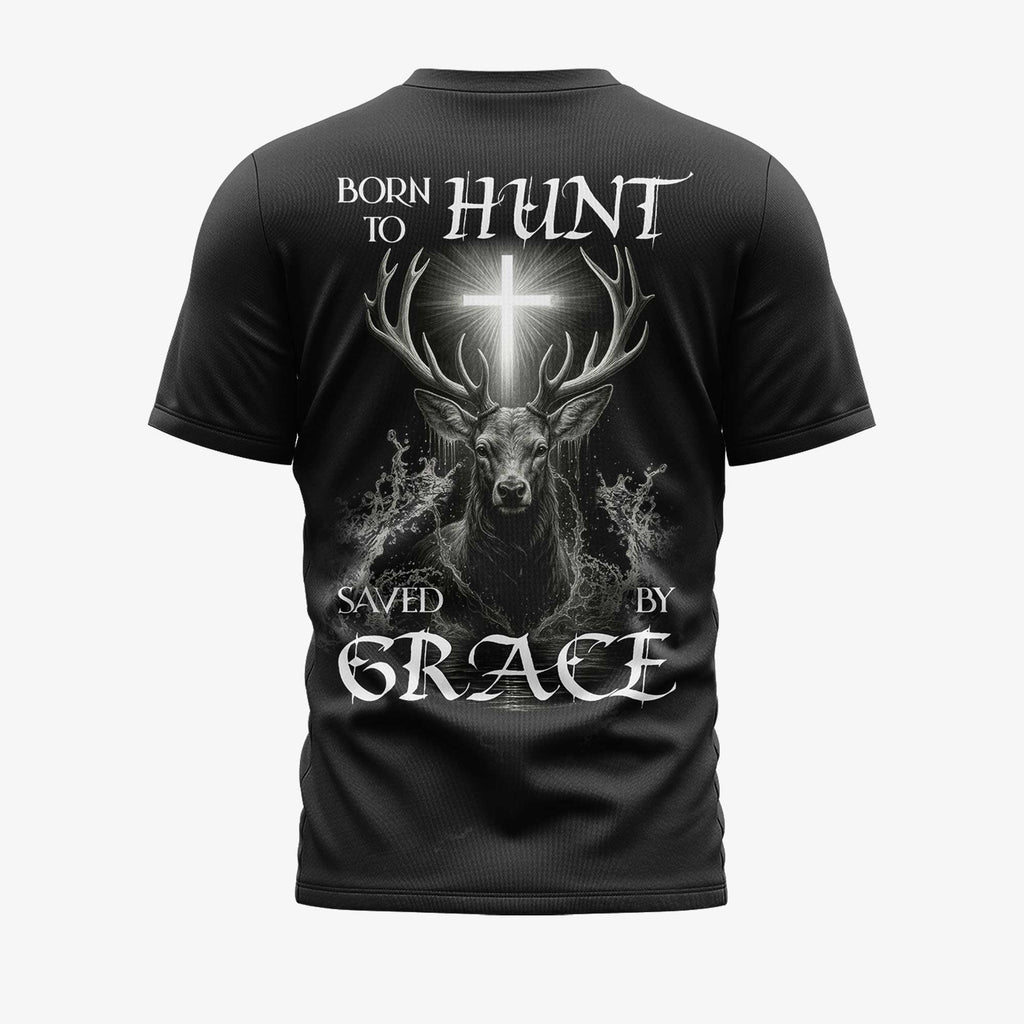 Born To Hunt Saved By Grace All Over Print Custom Name T-Shirt