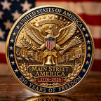 Main Street America 1776–2026 250. Jubiläum Gedenkmünze | Doppelseitige patriotische Adler & Freiheitsglocke Sammlermünze