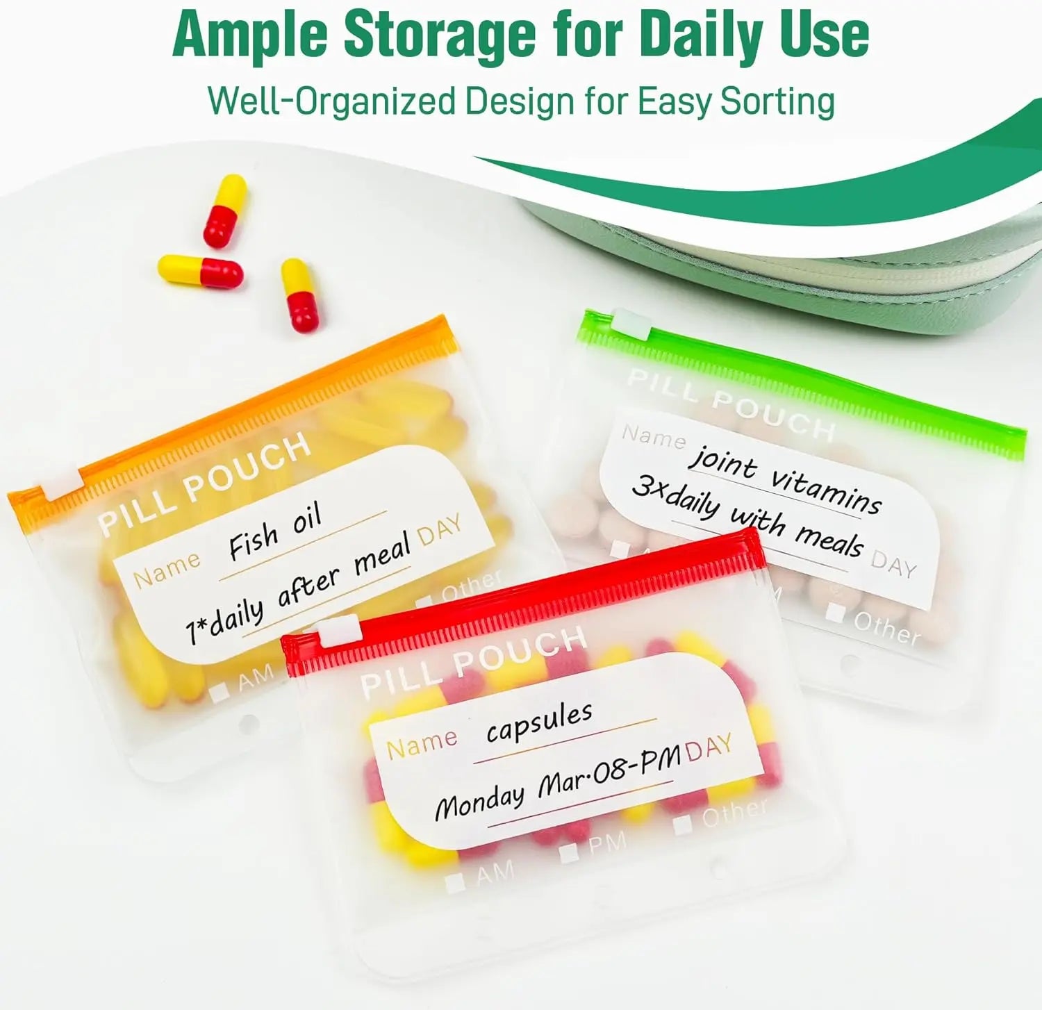A8 Large Waterproof Travel Pill Organizer Set