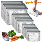 New reusable upgraded thickened upright aluminum foil sealing storage bags, with labels and zipper locks, suitable for washable kitchen items like vegetables, fruits, and meat