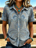 Damen-Hemd im Western-Stil mit Retro-Print