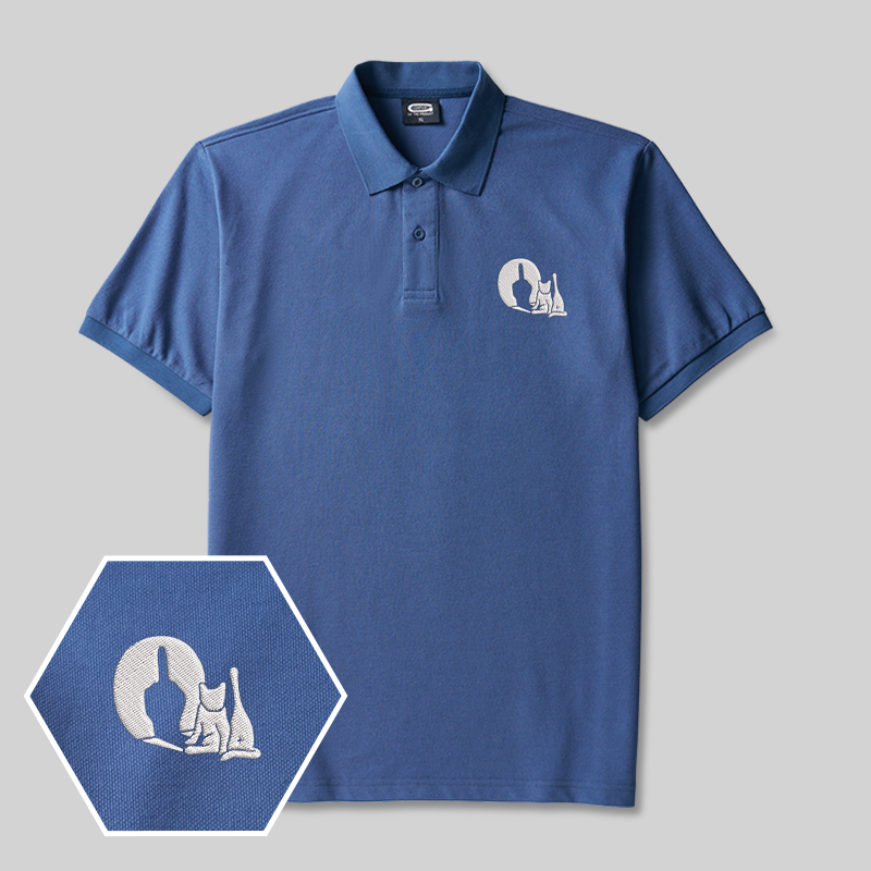 Schau dir das Cat Geek bestickte Poloshirt an