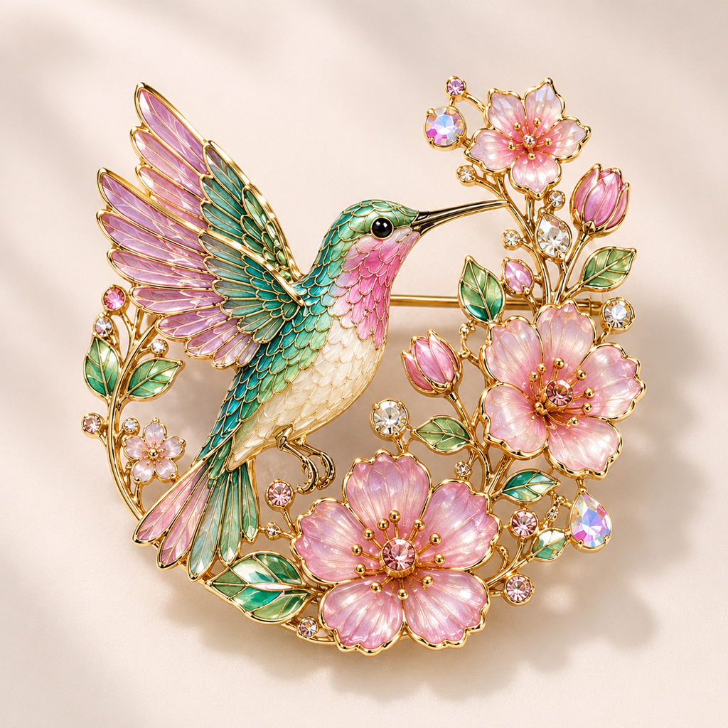 Hummingbird Blossom Brooch