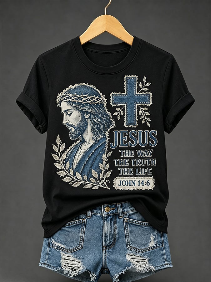Women's Retro The Way / The Truth / The Life Faith  Print T-shirt